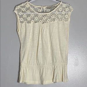 Petite Ann Taylor Loft Ivory Lace Boho Top